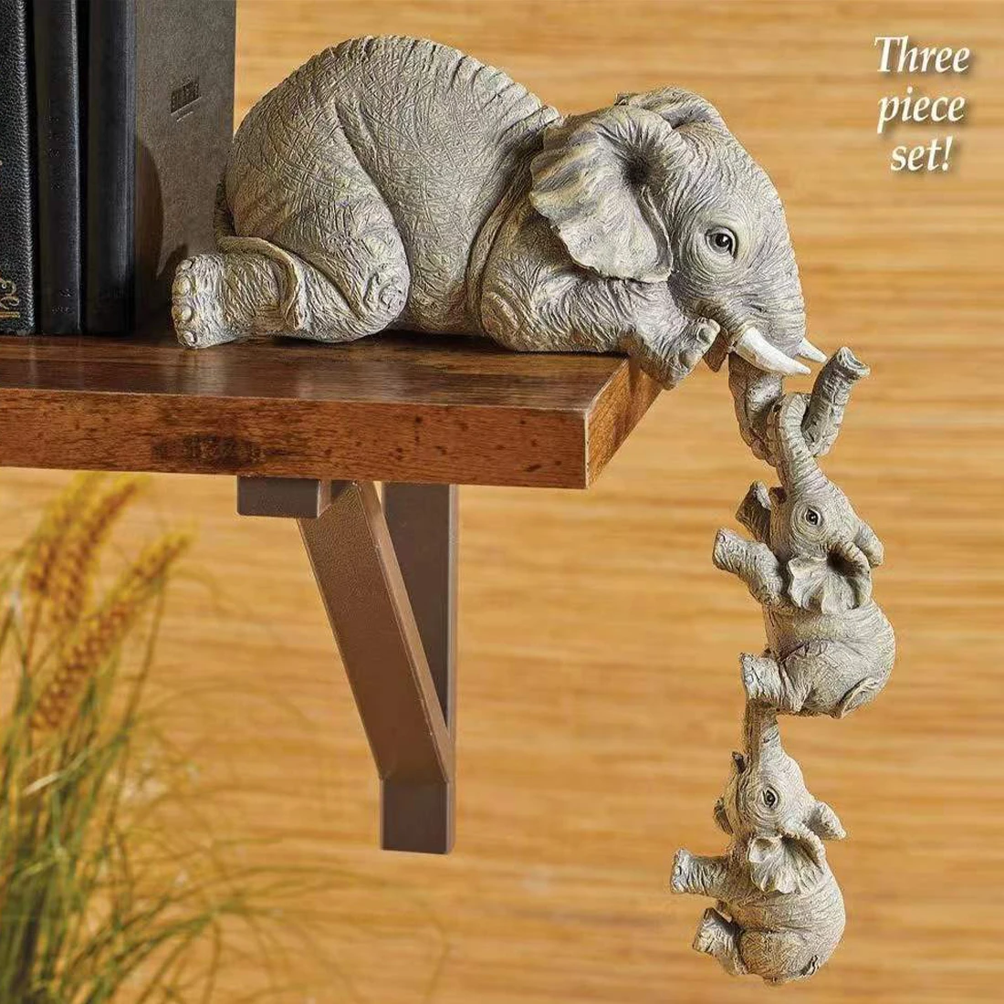 

3PCS/Set Cute Elephant Figurines Elephant Holding Baby Elephant Resin Crafts Home Furnishing Gift Desktop Decor