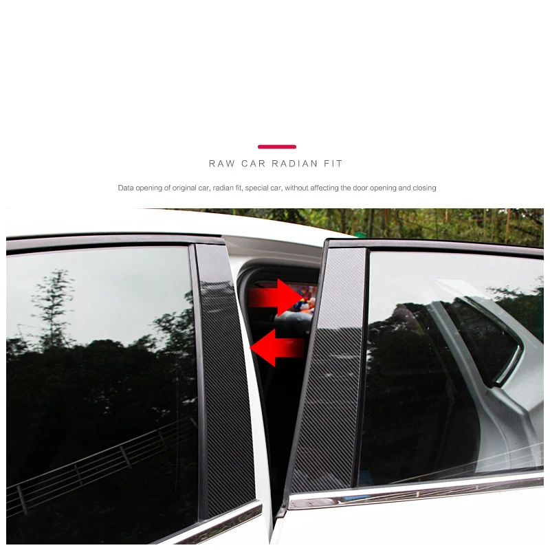 

1SET Car Styling 4/6pcs Bright Carbon Fiber Black Effect Window Pillar Posts Cover Trim For Volkswagen Bora Accessories