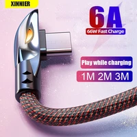 xinnier 66w usb cable 6a fast charging charger wire cord for huawei p40 led data usb c phone cable for xiaomi mi 10 samsung s2
