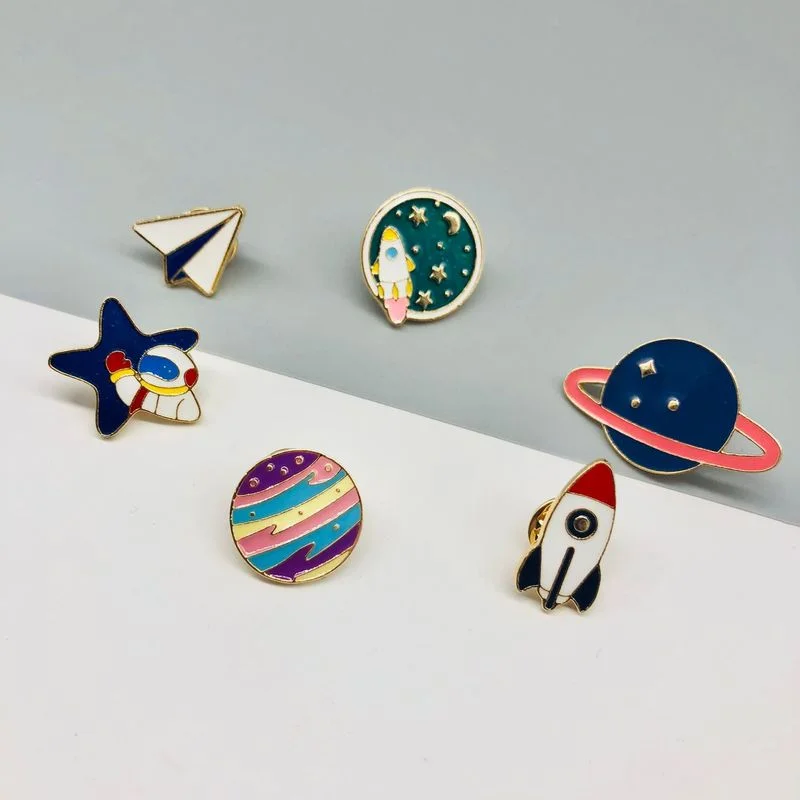 

Space Planet Rocket Enamel Brooch Cartoon Astronaut Fun Backpack Hat Alloy Badge Shirt Jeans Lapel Pin Clothing Accessorie