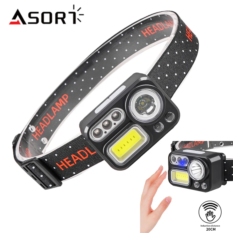 LED Headlamp Induction Lantern USB Rechargeable Powerful Head Lamp Built-in Battery Headlight Outdoor Fishing Camping Flashlight