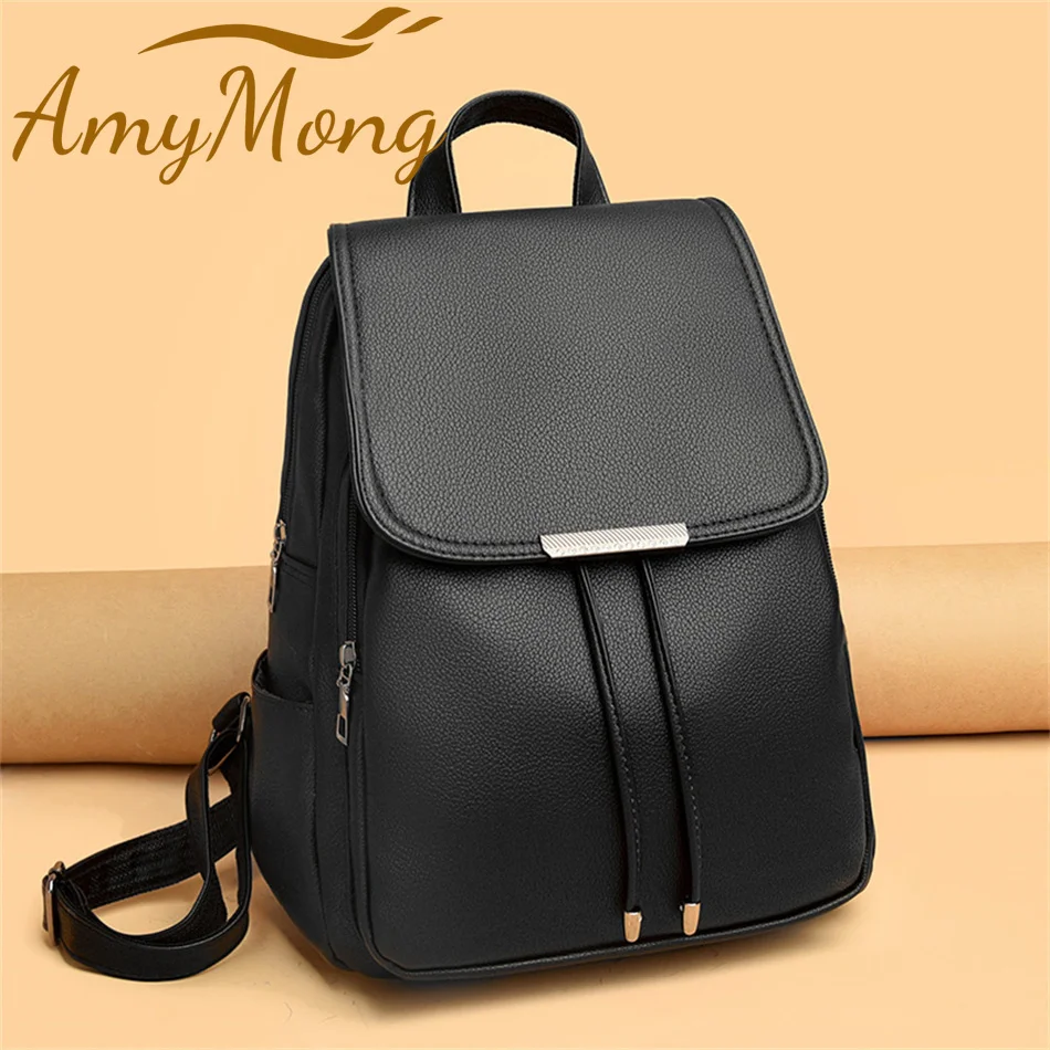 

Women Large Capacity Backpacks Purses High Quality Leather Classic Female Schoolbag Travel Bagpack Lady Bookbag Rucksack Mochila