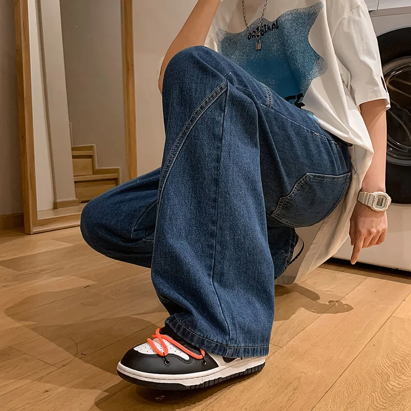 Blue Black Baggy Jeans Men Fashion Casual Wide Leg Jeans Men Streetwear Loose Hip Hop Straight Denim Pants Mens Trousers M-3XL