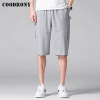 coodrony brand solid color calf length pants men summer new arrival quick drying casual drawstring pant homme with pockets j4047