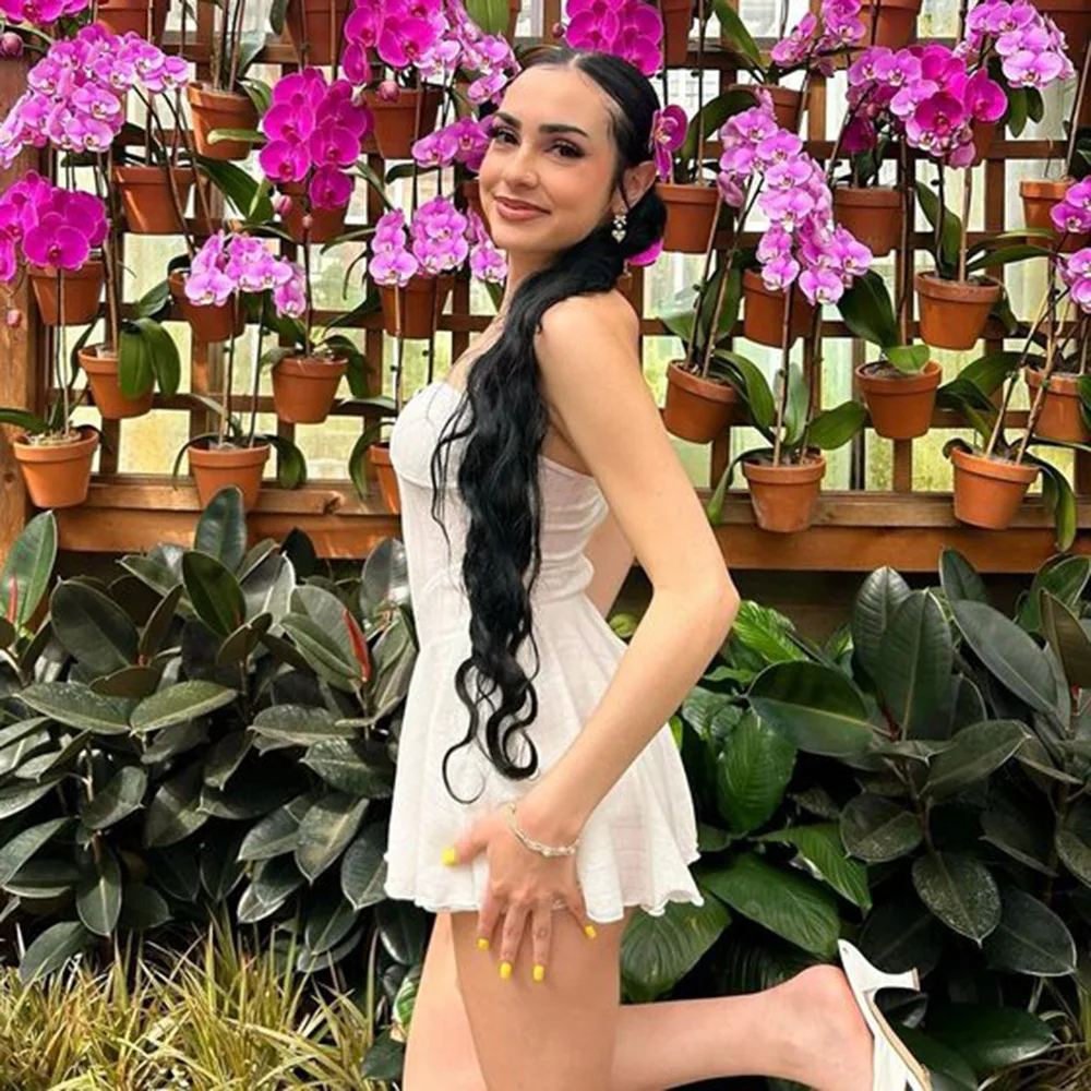 Женское Плиссированное мини-платье OSEN-Y2K Street эластичное платье без рукавов с