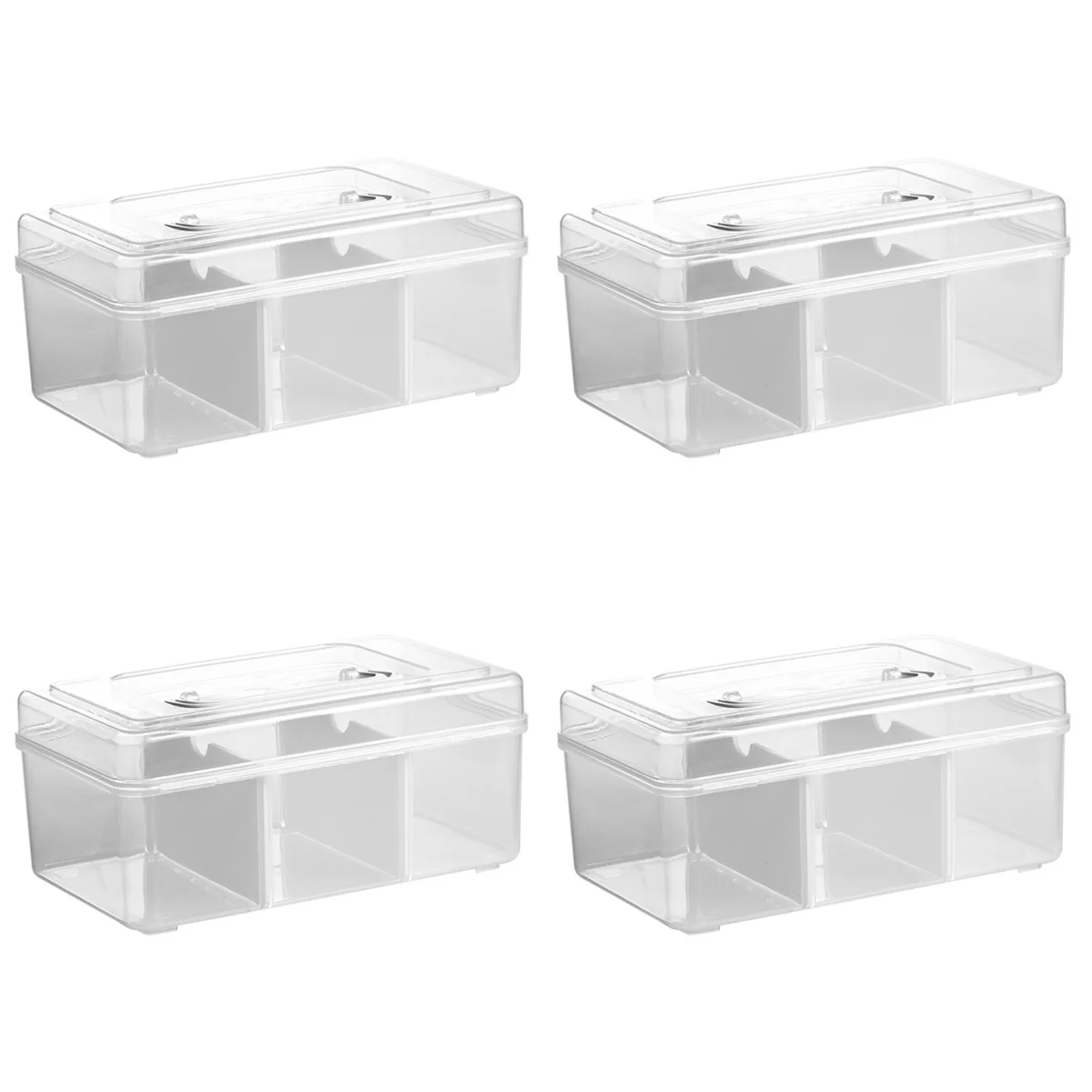 

4 Pcs Storage Box Handle Medicine Organizer Transparent Case Portable First Aid Kit Family Emergency Clear Bins