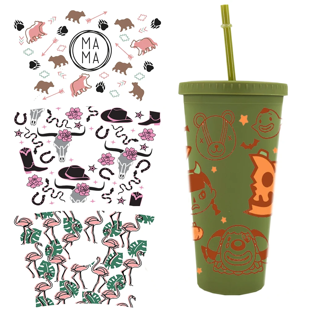 

100 PCS Hot Sale Factory Direct Customize Design 3D Logo Decals Stickers 24 OZ Tumbler UVDTF Wraps Packaging Transferable Labels