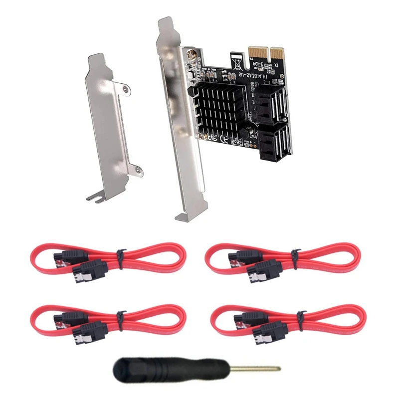 

SATA Card 4 Ports With 4 SATA Cables 6Gbps SATA 3.0 Controller PCI Express Express Card With Low Profile Bracket Support