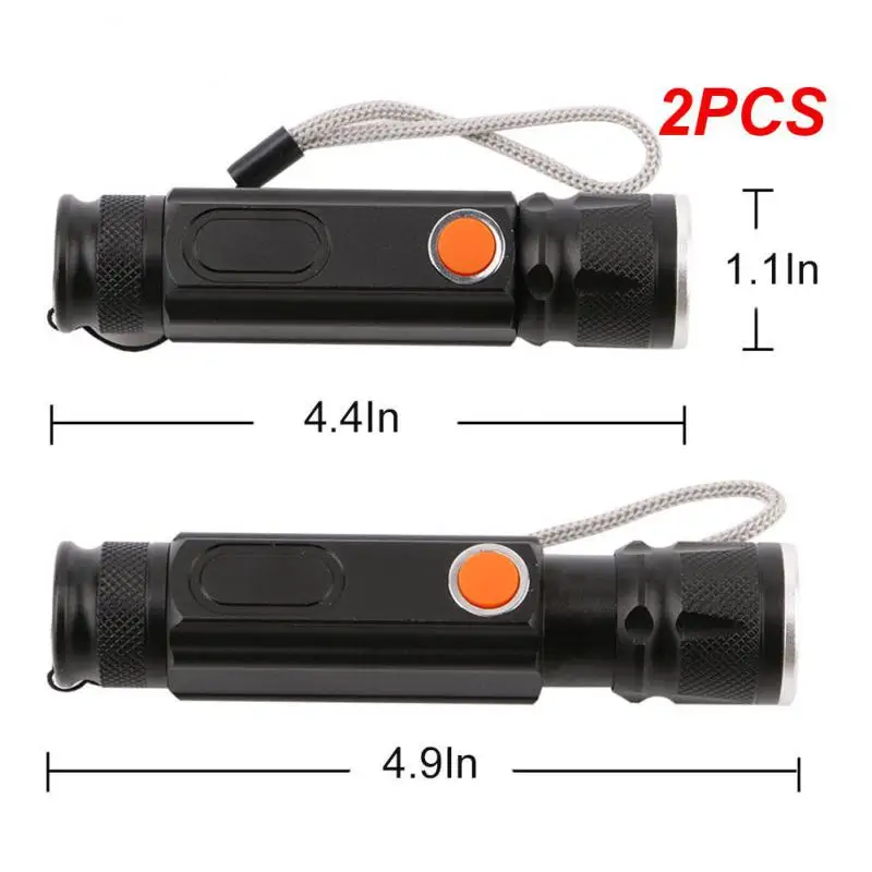 

2PCS Strong Light LED Usb Rechargeable Flashlight Magnetic Lanter Zoomable Flashlight COB Zoom Highlight Outdoor Lighting