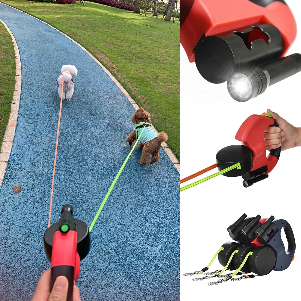 

Retractable Dual Pet Leash For 2 Small Dogs Cats Zero Tangle Puppy Traction Rope Outdoor Running Training Dog Accessories
