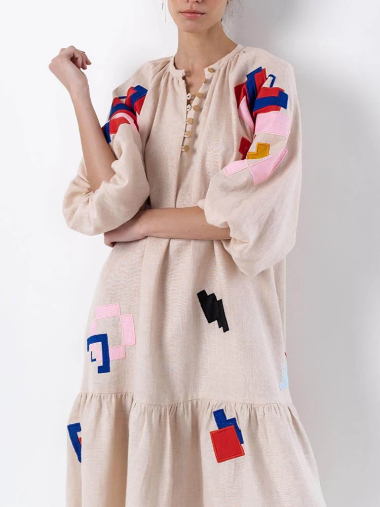 UCXQ Элегантное женское платье в европейском стиле с длинным рукавом и