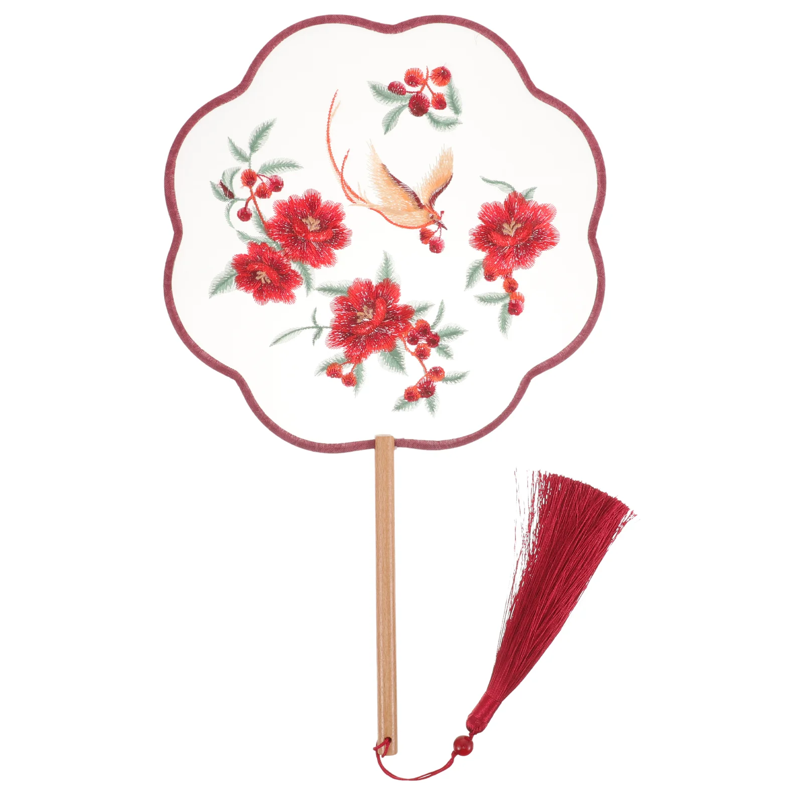 

Eight Petal Court Fan Embroidery Round Fans Wedding Traditional Style Japanese Hand Circular Ancient