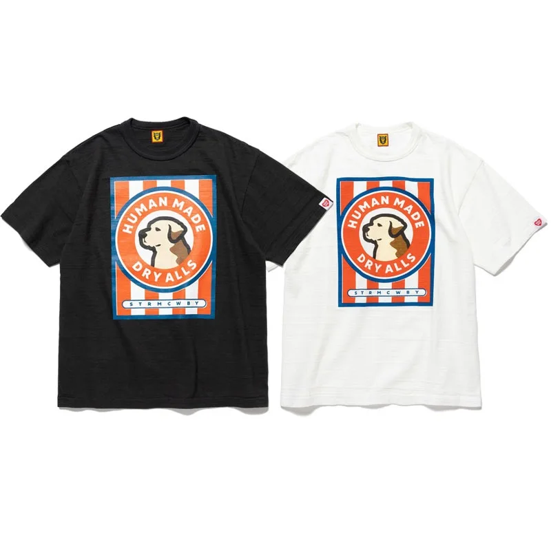 

2023 New HUMAN MADE T Shirt Men Women Best Quality T-shirt Vintage Poster HUMAN MADE Style Dog Cartoon Print Top Tees