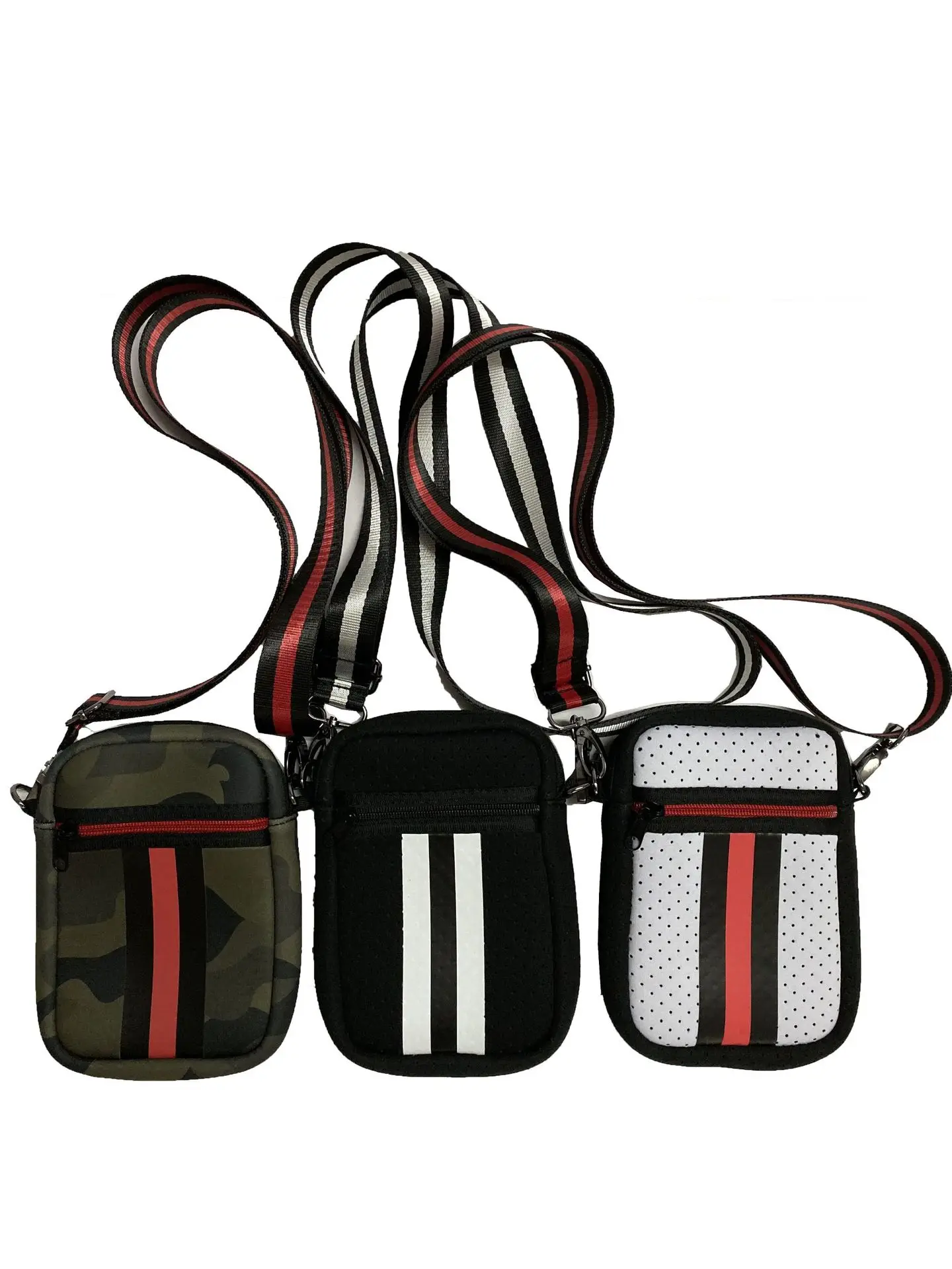 

New Design Stock hanging Camo Shopping Traveling Crossbody Shoulder Strap Mini Small Cute Neoprene Cell Phone Bag