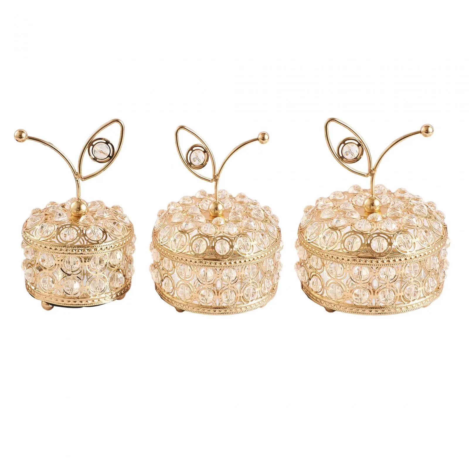 

Retro Crystal Jewelry Box Storage Display Trinket Organizer with Lid Necklace Earrings Holder Keepsake Box Decoration Gift