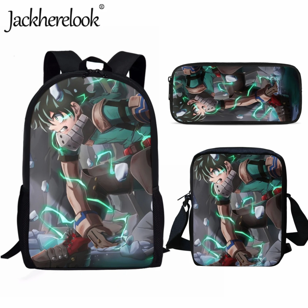 Jackherelook Anime My Hero Academia Graphic Print Fashion Teenagers School Bags Set Kids School Backpacks Boys Casual Book Bags