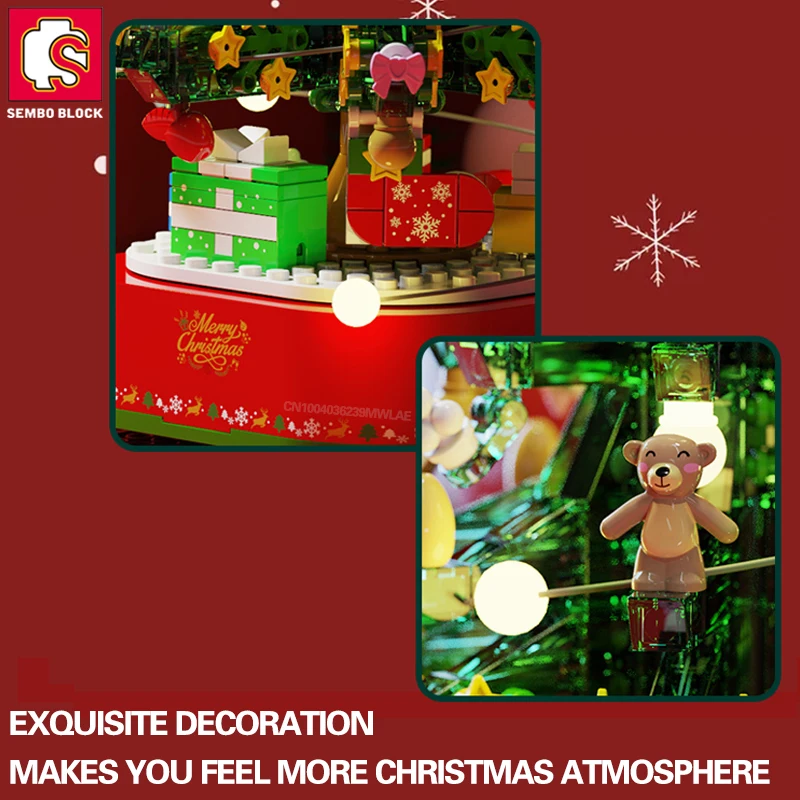 SEMBO Рождественская елка музыкальная шкатулка строительные блоки вращающаяся