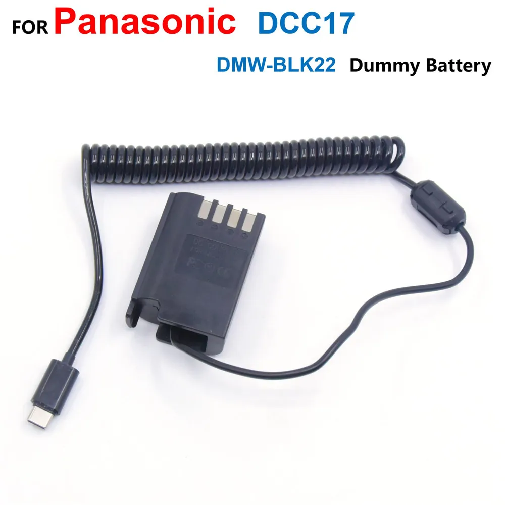 

USB C Power Charger PD Adapter Cable To DMW-DCC17 DMW-BLK22 Dummy Battery For Panasonic Lumix GH6 GH6L GH5II DC-S5 S5K Camera