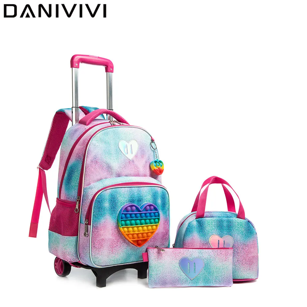 Backpack with Wheels Child Backbag for Kids Girls Trolley School Bags for Girls 2022 Mochila De Rodinha Para Menina Escolar