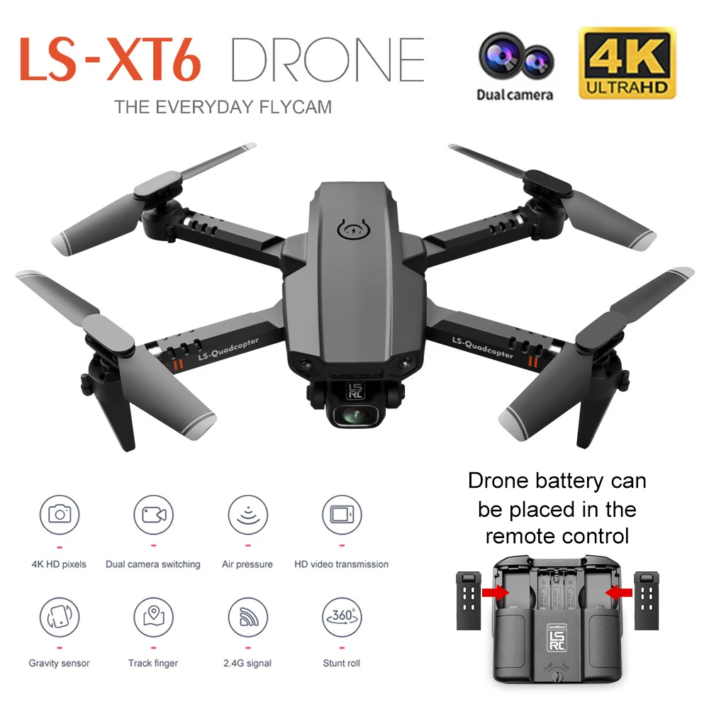 

2023 NEW XT6 Mini Drone 4K 1080P HD Camera WiFi Fpv Air Pressure Altitude Hold Foldable Quadcopter RC Dron Kid Toys Boys GIfts