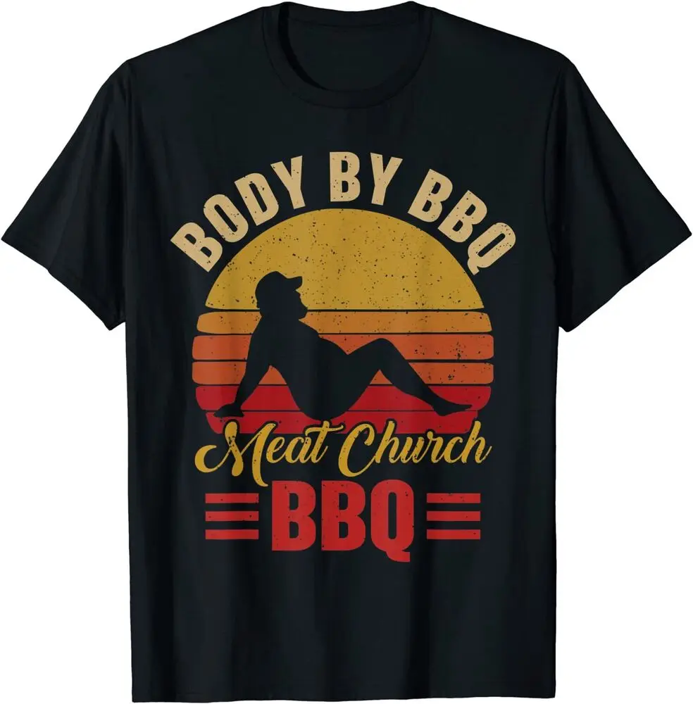 

Mens Body By Bbq Vintage Meat Church Grilling Barbecue T-Shirt