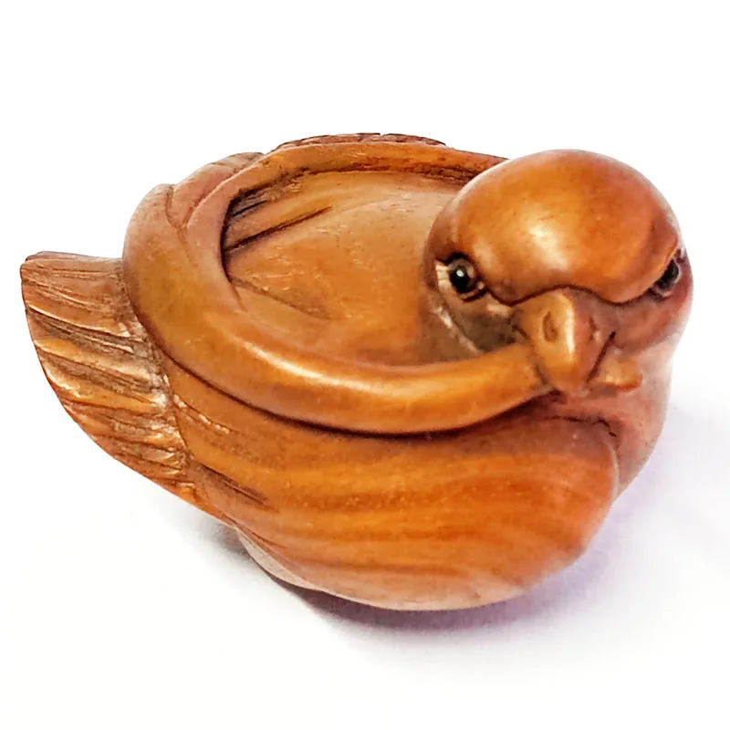 

Статуэтка из черного дерева Netsuke - маленькая птица