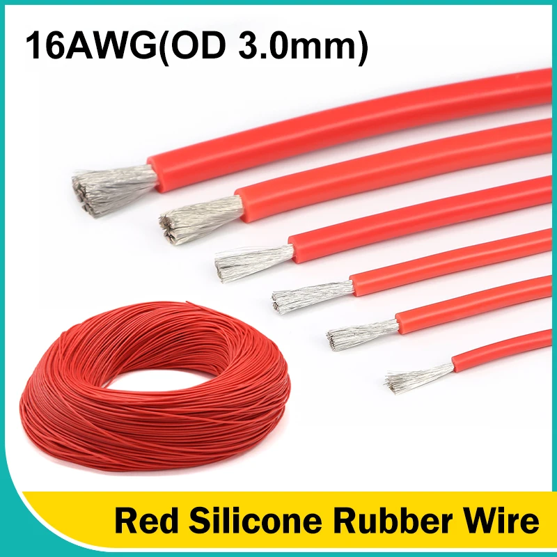 Красные мягкие силиконовые резиновые провода 30/28/26/24/22/20/18/17/16/15/14/13/12/10/08 AWG гибкий электрический кабель для автомобильного инверторного аккумулятора