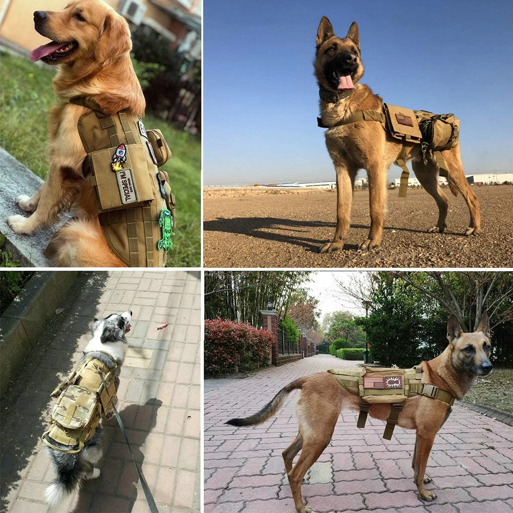 Camouflage Big Dog Harness Pet German Shepherd K9 Malinois Training Vest Tactical Dog Harness and Leash Set For Dogs images - 6