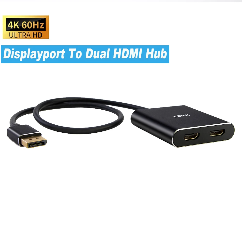 Displayport-двойной HDMI-Сплиттер 4K @ 60Hz DP-двойной HDMI-адаптер для ...