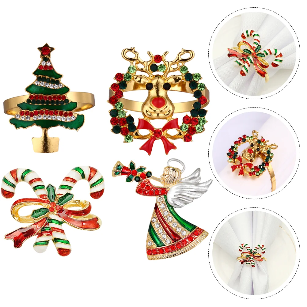 

Napkin Christmas Rings Xmas Holders Buckles Jingle Bell Bands Holiday Holder Decorations Serviette Festive