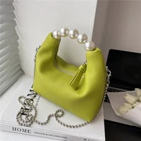 spring pearl handle small women handbags 2022 trend fashion brand designer beading chain half moon girls shoulder crossbody bags