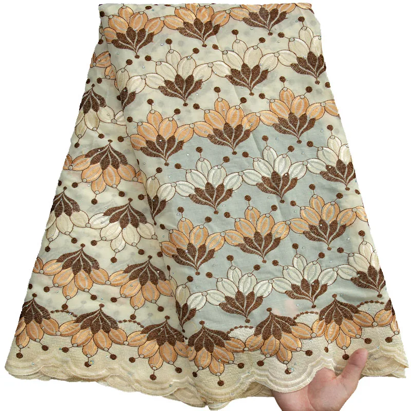 

2023 Latest Nigerian Cotton Lace Fabric African Swiss Voile Lace High Quality Embroidery Dry Lace Fabric For Daily Garment S3267