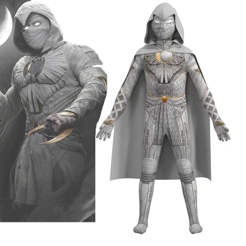 

Moon Knight Cosplay Jumpsuit Kids Moon Knight Costume Boys Girl Halloween Party Superhero Bodysuit for Children