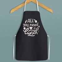 modern black simple words printed apron waterproof oil proof for femme men wipeable household tablier cuisine baking accessory