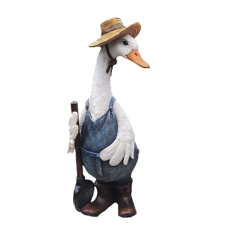 

Cute Resin Duck Outdoor Statue Flexible Simulation Duck Ornaments For Outdoor Yard Lawn Garden Decorations