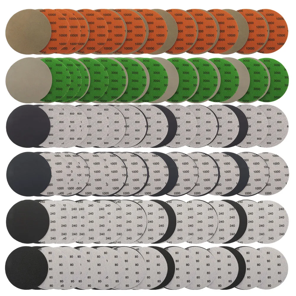 

50pcs 5inch Sand Papers Hook And Loop 80-3000grit Waterproof Sanding Discs For Angle Grinder Sanding Polishing Accessories