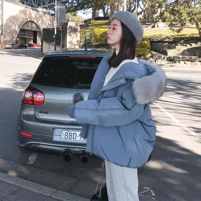 Winter Jacket Women 2022 New Casual Fur Collar Heavy Jackets Korean Fashion Loose Puffer Parkas Ladies Coats Oversize Outwear