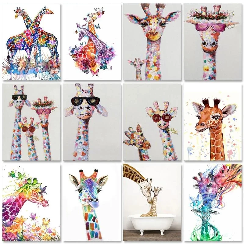 

Oil Painting By Numbers for Adults Giraffe Animals Drawing Coloring By Numbers Handmade Acrylic Paint for Home Decor