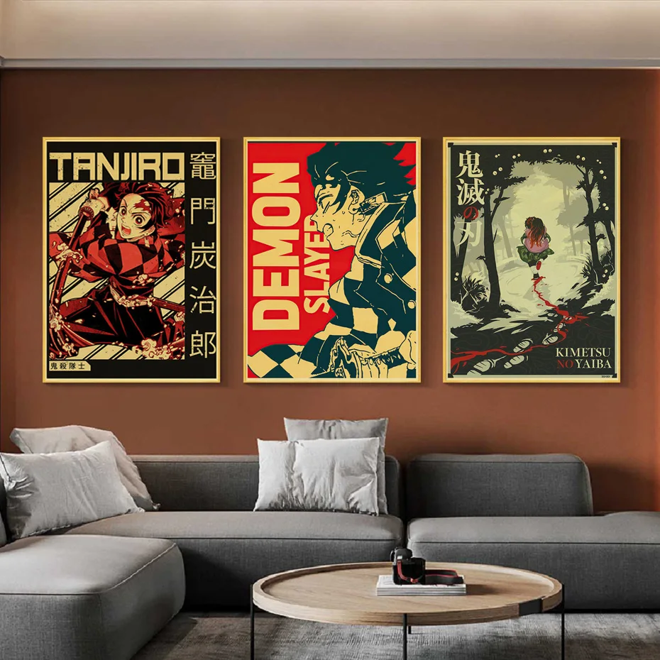 

Anime Demon Slayer Kimetsu no Yaiba Classic Vintage Canvas Print Poster Wall Art Prints Kids Room Dorm Mural Home Decor