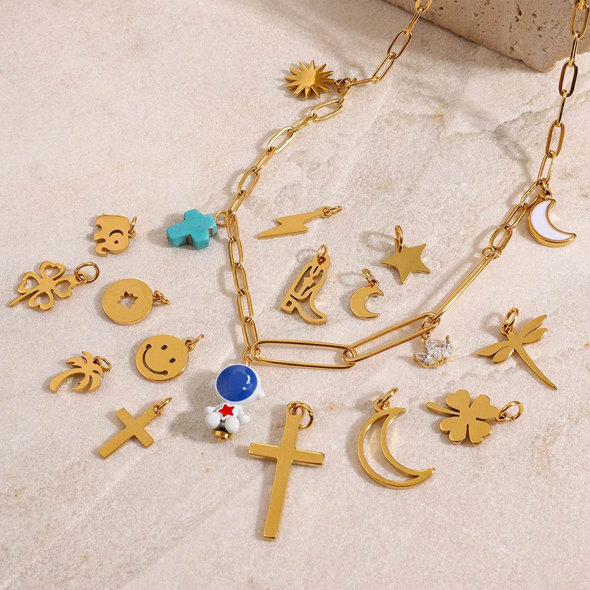 5 шт./упаковка Женские аксессуары из нержавеющей стали с позолотой 18 К