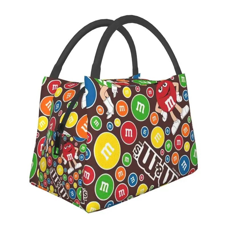 

Custom M & M's Chocolate Characters Lunch Bag Men Women Thermal Cooler Insulated Lunch Box for Office Travel