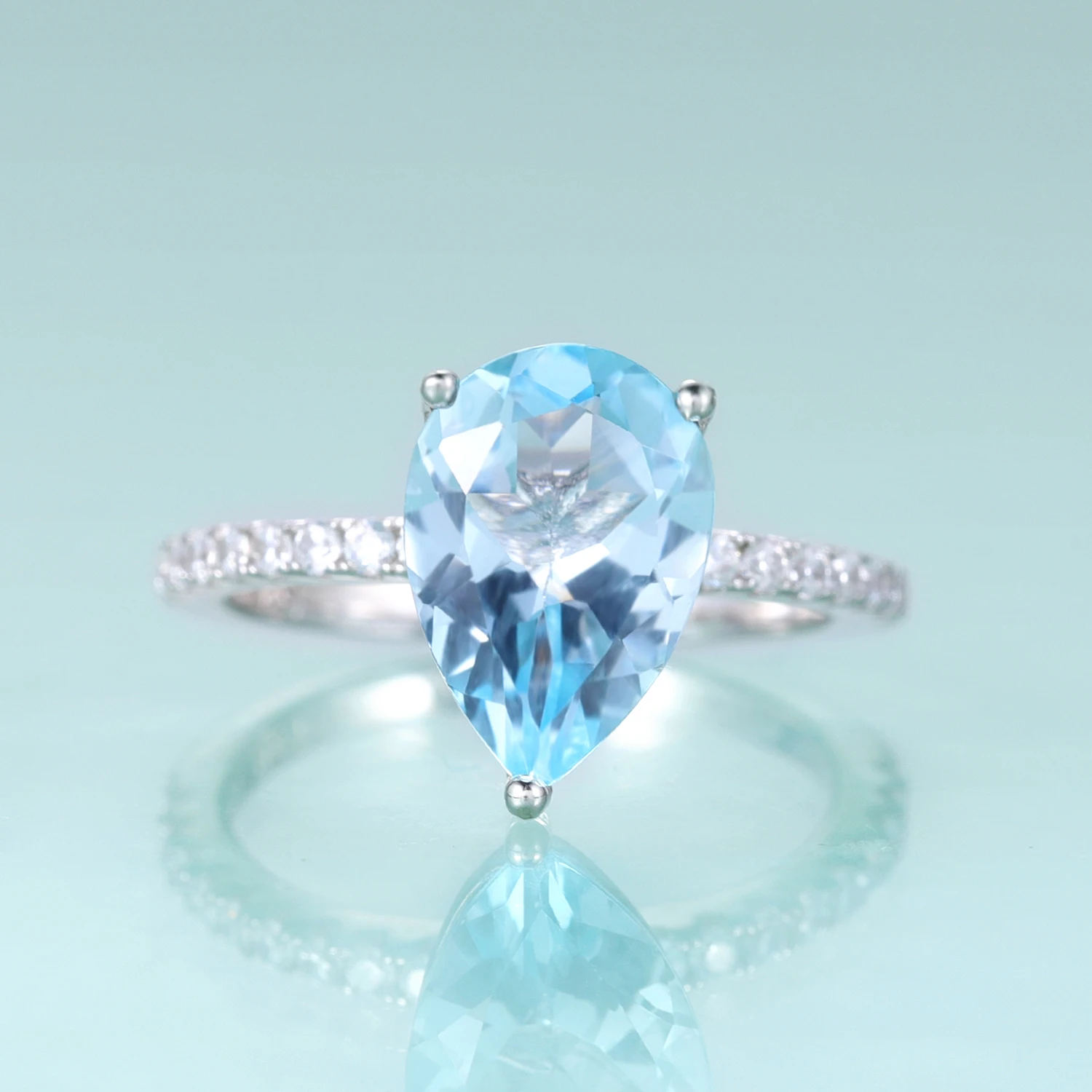 

GEM'S, классические обручальные кольца в форме груши, небесно-голубого топаза, искусственное серебряное кольцо обещания, искусственное кольцо