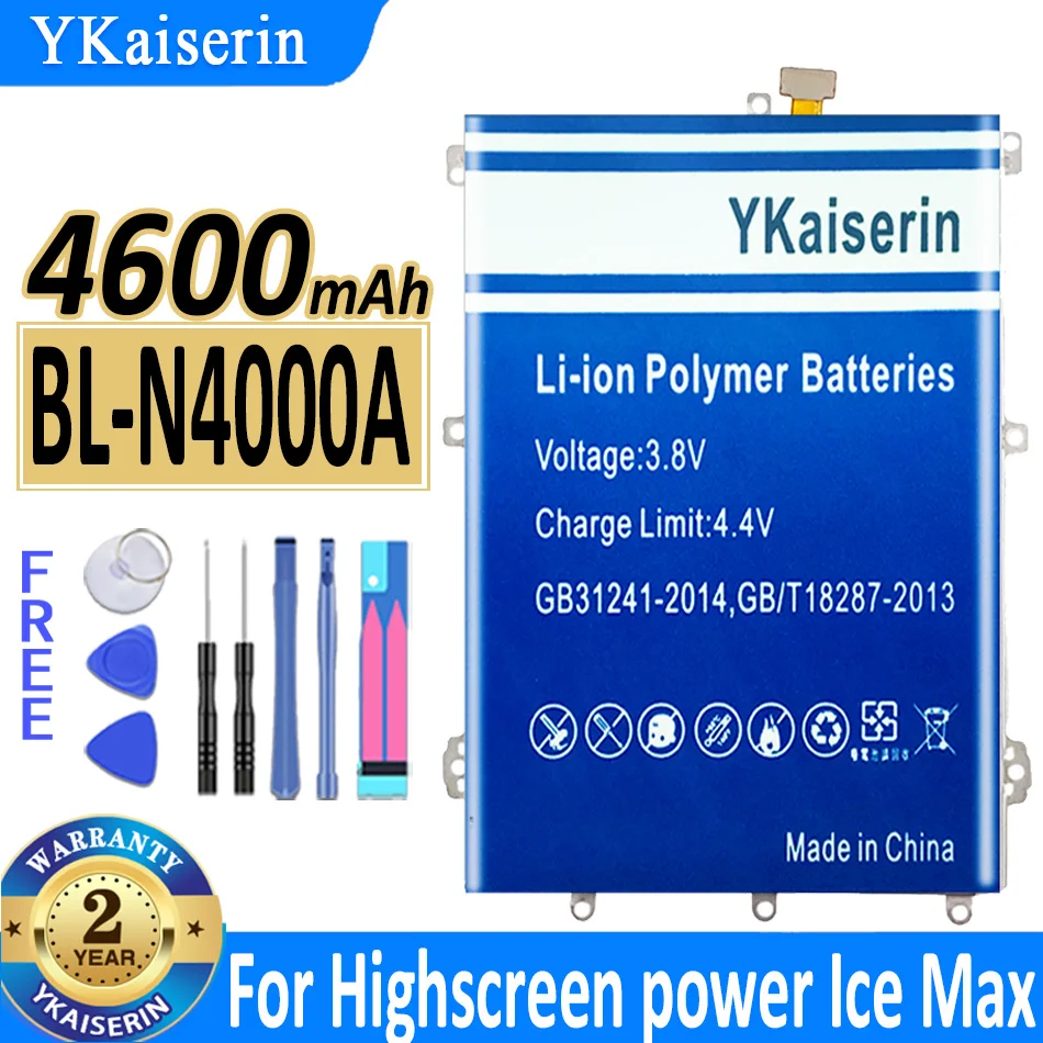 

YKaiserin 4600mAh New BL-N4000A Replacement Battery For Highscreen power Ice Max Bateria Batterie Cell Mobile Phone Batteries