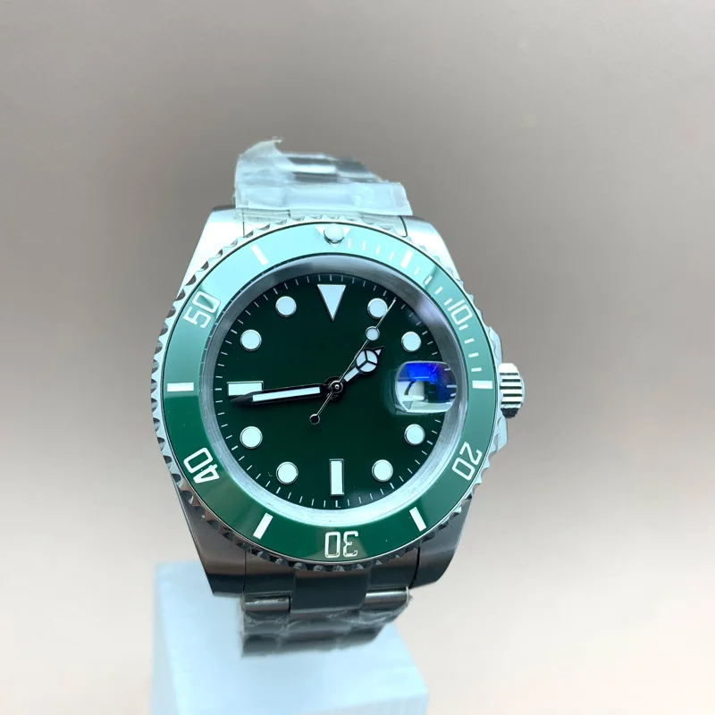 

Мужские часы Miyota 8215, мужские механические часы Move t, автоматические светящиеся часы, водонепроницаемые часы с керамической рамкой, зеленые