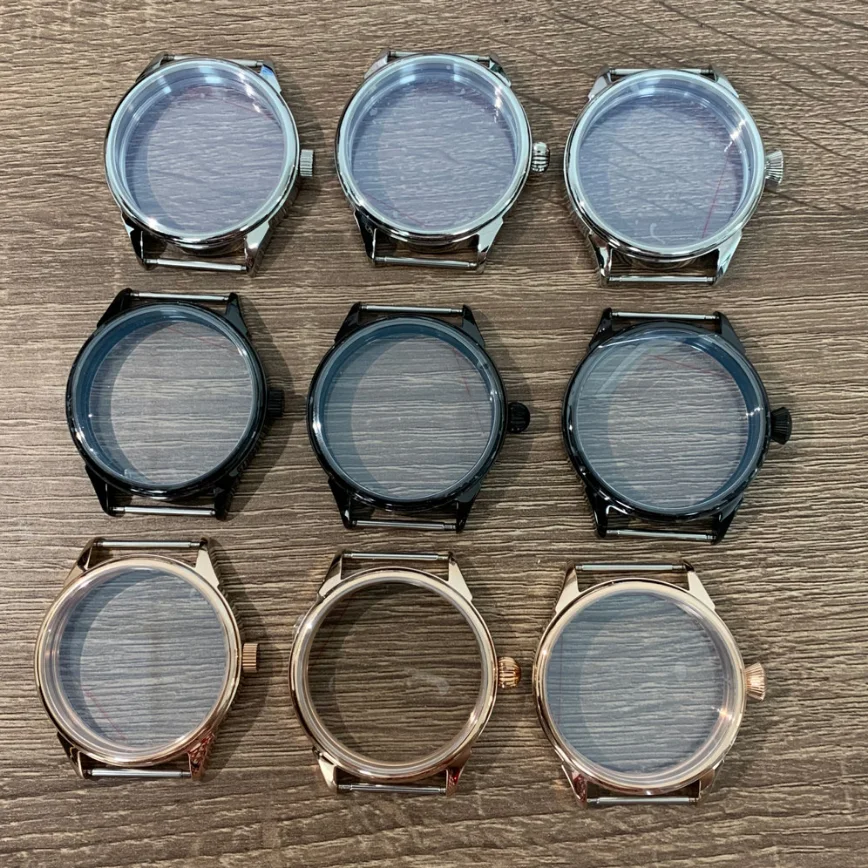 42MM Watch Case Polished Frog Leg Case Steel/rose Gold/black Fits ETA 6497/98, ST3600 Movement Watches