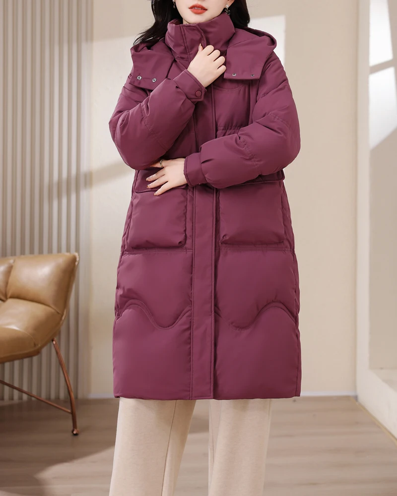 Зимняя куртка новинка 2024 Женская парка одежда длинное пальто с капюшоном толстая