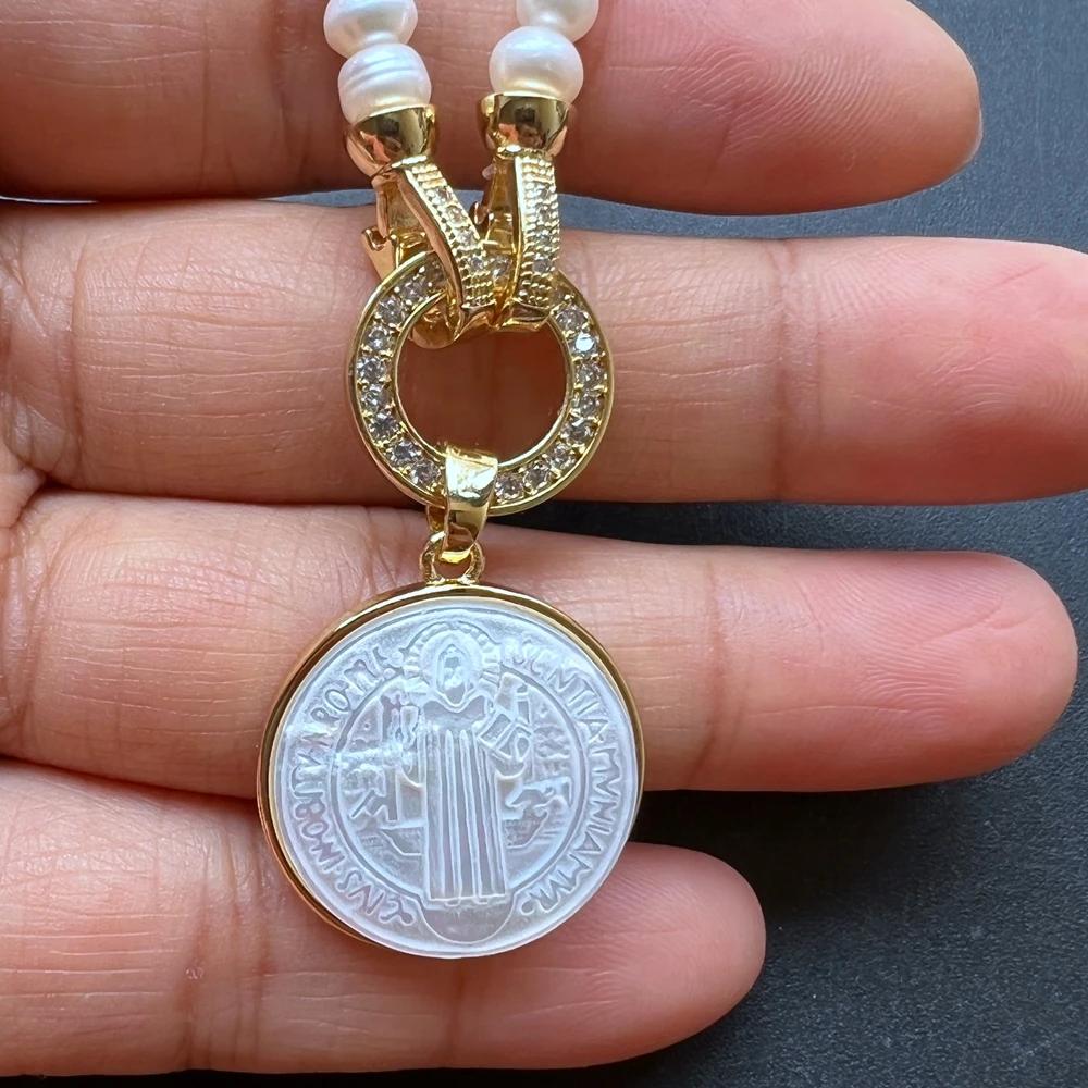 Акция! Ожерелье из натурального пресноводного жемчуга San Benito &amp Cross 21 мм ожерелье