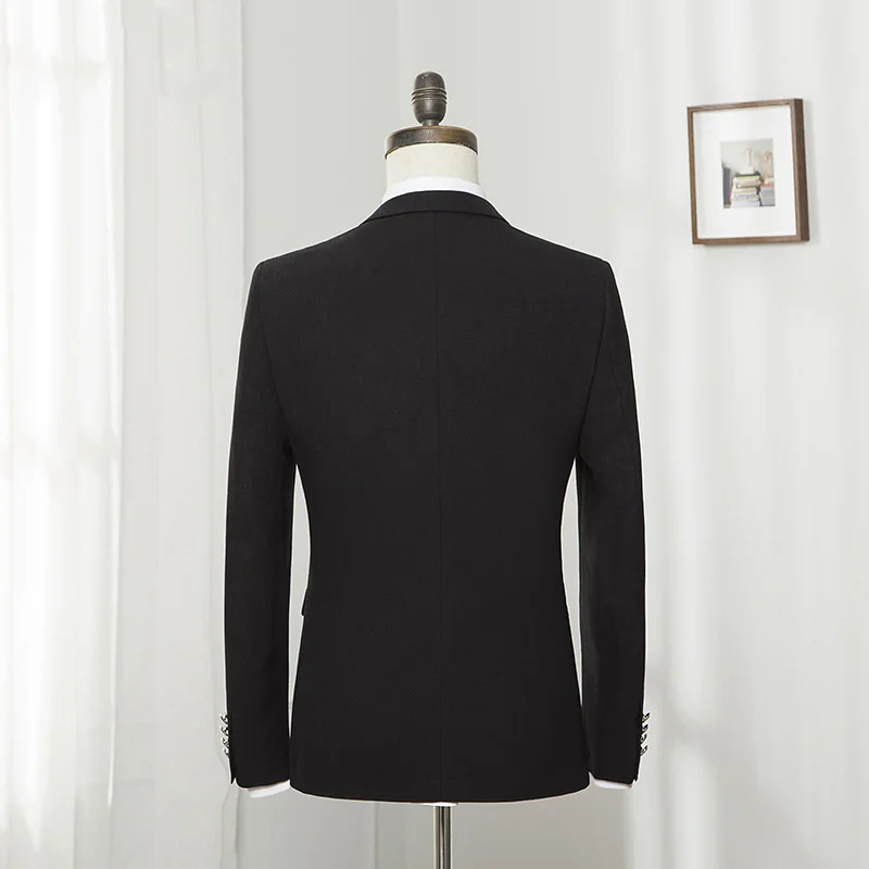 Blazer Sets Men Black Wedding Suit and Pant 2 Pieces Slit Coat Elegant Luxury Classic Slim Fit Formal Business Outfits 2023 New