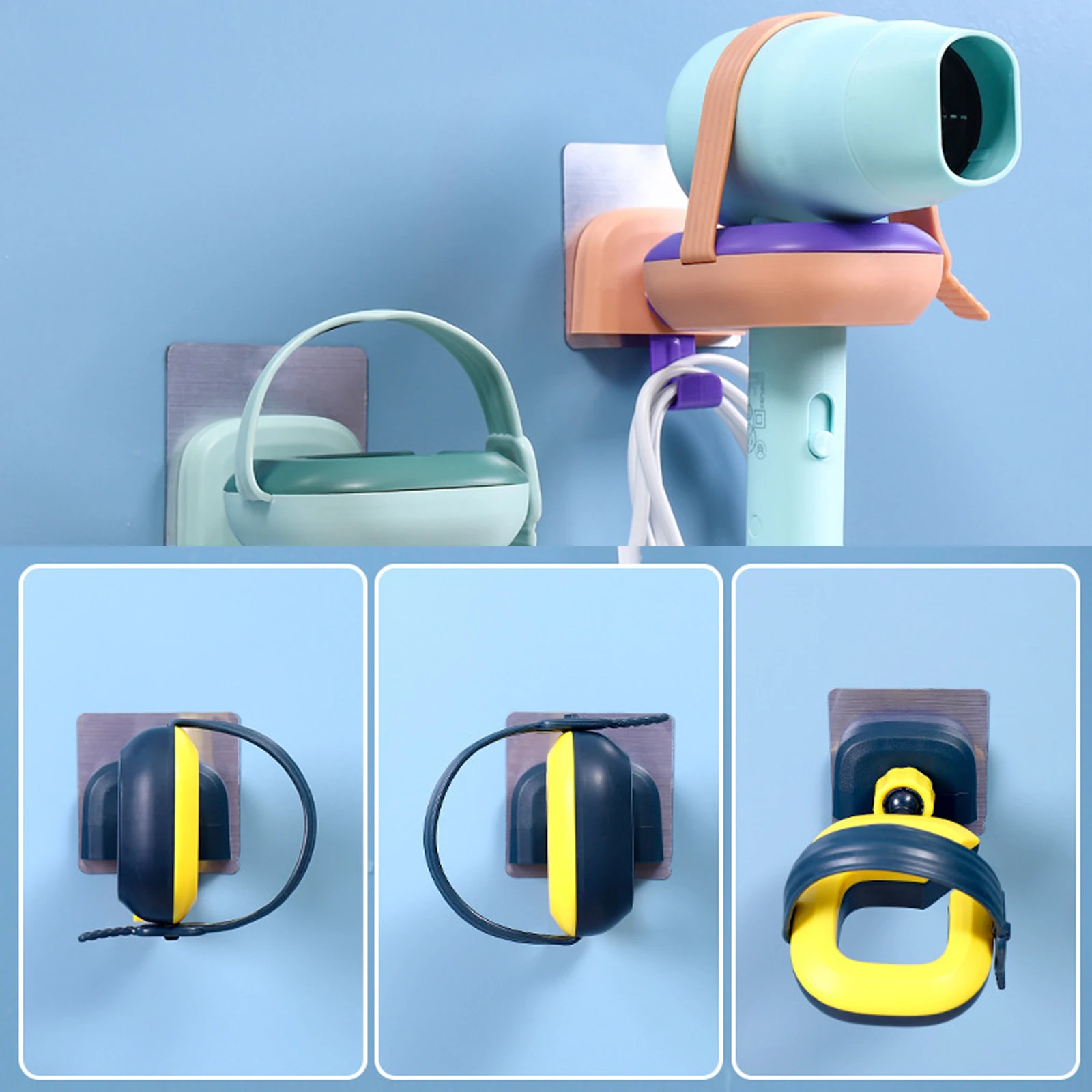 

Настенный кронштейн для фена, самоклеящийся вращающийся кронштейн для фена, полка для хранения в ванной комнате, держатель для фена