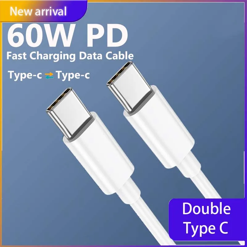 

Double Type C Fast Charging Cable PD 60W USB C Wire Mobile Phone Cable For Samsung S20 Xiaomi Pro Data TYPE-C Cable Cord